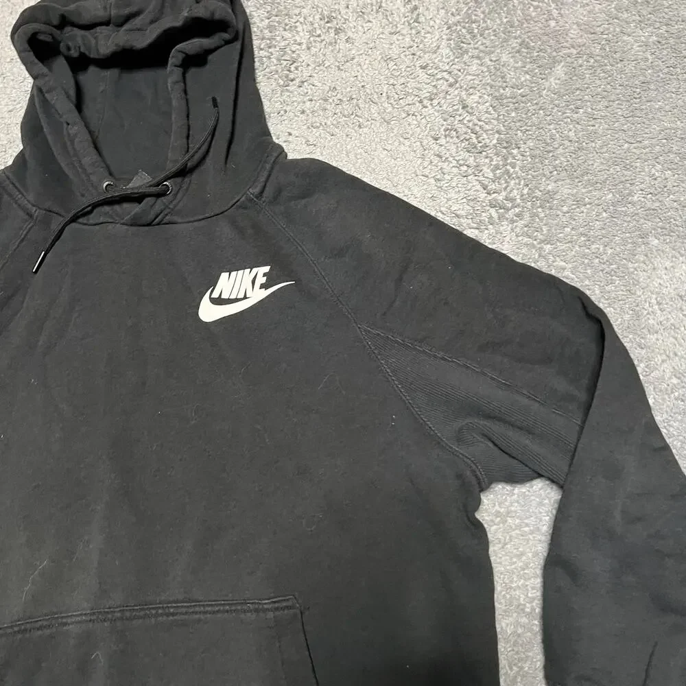 Nike Rally Sportswear Hoodie Womens XS Black Funnel Neck Fleece Oversized Long